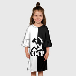 Платье клеш для девочки СОВЕТСКИЙ СОЮЗ - СЕРП И МОЛОТ - Черно-белое, цвет: 3D-принт — фото 2