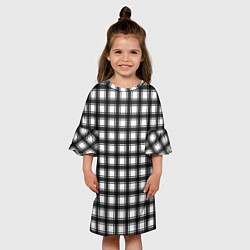 Платье клеш для девочки Black and white trendy checkered pattern, цвет: 3D-принт — фото 2
