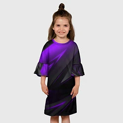 Платье клеш для девочки Geometry Черный и фиолетовый, цвет: 3D-принт — фото 2