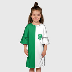Платье клеш для девочки ФК Ахмат бело-зеленая форма, цвет: 3D-принт — фото 2