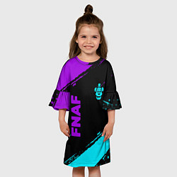 Платье клеш для девочки Фредди - neon, цвет: 3D-принт — фото 2