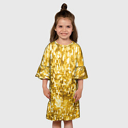 Платье клеш для девочки Абстрактное множество золотых огней - Яркожёлтый, цвет: 3D-принт — фото 2