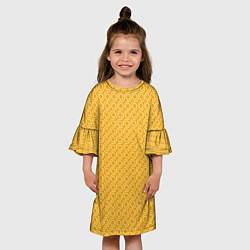 Платье клеш для девочки Волнистые желтые узоры, цвет: 3D-принт — фото 2