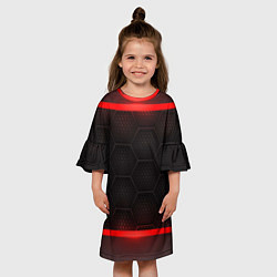 Платье клеш для девочки Объемная красная сетка из сот, цвет: 3D-принт — фото 2