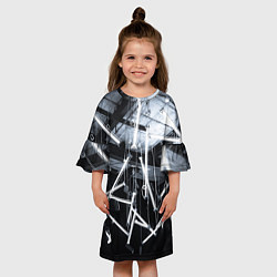 Платье клеш для девочки Абстрактное множество фонарей во тьме - Белый, цвет: 3D-принт — фото 2