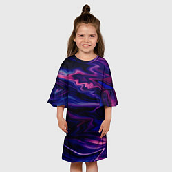 Платье клеш для девочки Фиолетово-розовый абстрактный узор, цвет: 3D-принт — фото 2