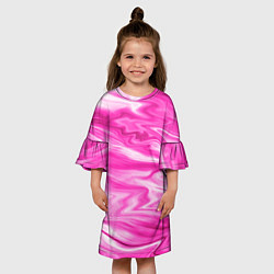 Платье клеш для девочки Розовая мраморная текстура, цвет: 3D-принт — фото 2