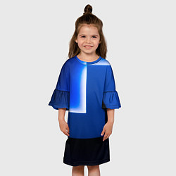 Платье клеш для девочки Абстрактные геометрические фигуры - Cиний, цвет: 3D-принт — фото 2