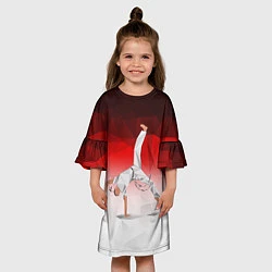 Платье клеш для девочки Капоэйра на одной руке, цвет: 3D-принт — фото 2
