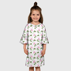 Платье клеш для девочки Садовые розы, паттерн, цвет: 3D-принт — фото 2