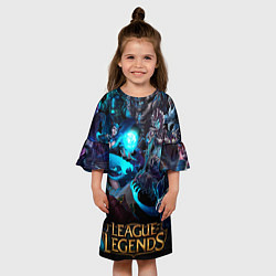 Платье клеш для девочки Коллаж LoL - Legue of Legends, цвет: 3D-принт — фото 2