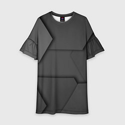 Платье клеш для девочки Черные геометрические фигуры в трехмерном простран, цвет: 3D-принт