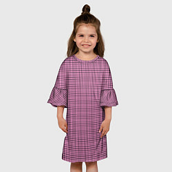Платье клеш для девочки Мелкая черно-розовая клетка, цвет: 3D-принт — фото 2