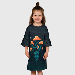 Платье клеш для девочки Лис на волшебном дереве, цвет: 3D-принт — фото 2