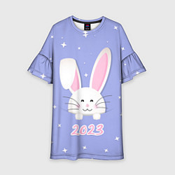 Платье клеш для девочки Кролик - символ 2023 года, цвет: 3D-принт