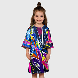 Платье клеш для девочки Крутое экспрессивное граффити, цвет: 3D-принт — фото 2