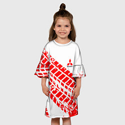 Платье клеш для девочки Mitsubishi - красный след шины, цвет: 3D-принт — фото 2