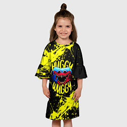Платье клеш для девочки Хагги Вагги желтые брызги краски, цвет: 3D-принт — фото 2