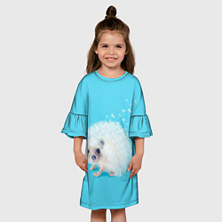 Платье клеш для девочки Белый ежик одуванчик, цвет: 3D-принт — фото 2