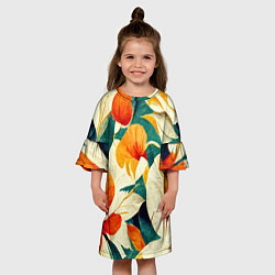 Платье клеш для девочки Винтажный цветочный рисунок, цвет: 3D-принт — фото 2