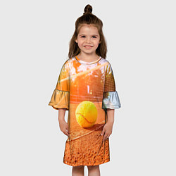 Платье клеш для девочки Теннис - рассвет, цвет: 3D-принт — фото 2