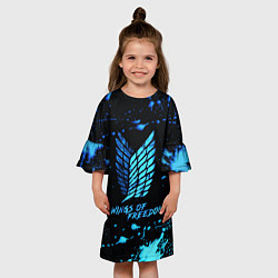 Платье клеш для девочки Attack on Titan wings of freedom - neon, цвет: 3D-принт — фото 2