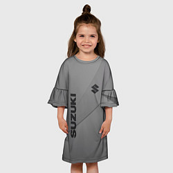Платье клеш для девочки Suzuki - серая абстракция, цвет: 3D-принт — фото 2