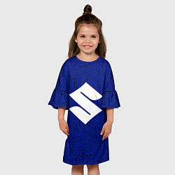 Платье клеш для девочки Suzuki - трещины, цвет: 3D-принт — фото 2