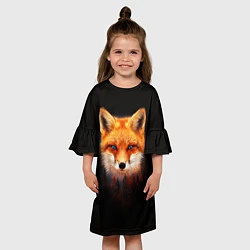 Платье клеш для девочки Лиса над лесом, цвет: 3D-принт — фото 2