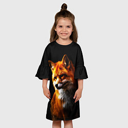 Платье клеш для девочки Лисичка рыжая, цвет: 3D-принт — фото 2