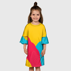 Платье клеш для девочки Яркие кляксы - абстракция, цвет: 3D-принт — фото 2