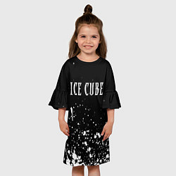 Платье клеш для девочки Ice Cube - брызги краски, цвет: 3D-принт — фото 2