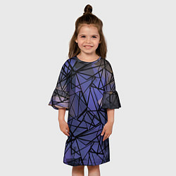 Платье клеш для девочки Blue with black stripes pattern, цвет: 3D-принт — фото 2