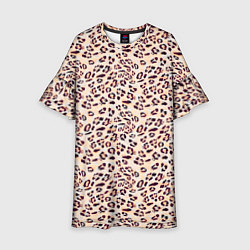 Платье клеш для девочки Коричневый с бежевым леопардовый узор, цвет: 3D-принт