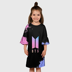 Платье клеш для девочки BTS Blue And Pink, цвет: 3D-принт — фото 2