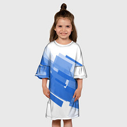 Платье клеш для девочки Геометрия в синем, цвет: 3D-принт — фото 2