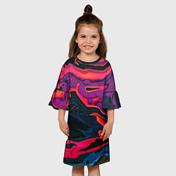 Платье клеш для девочки Текстура масляное пятно, цвет: 3D-принт — фото 2