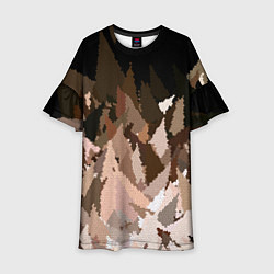Платье клеш для девочки Abstract mosaic pattern brown and black, цвет: 3D-принт