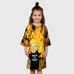 Платье клеш для девочки Homer Simpson - Rock n Roll!, цвет: 3D-принт — фото 2