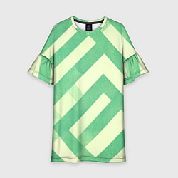 Платье клеш для девочки Зеленые геометрические узоры, цвет: 3D-принт