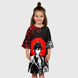 Платье клеш для девочки Джун Ли - Мрачный геншин, цвет: 3D-принт — фото 2
