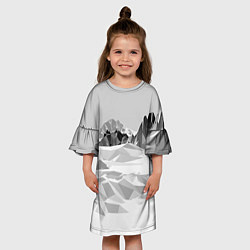 Платье клеш для девочки Полигональные стилизованные горы - вершина, цвет: 3D-принт — фото 2