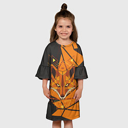 Платье клеш для девочки Голова лисы в мозаике, цвет: 3D-принт — фото 2