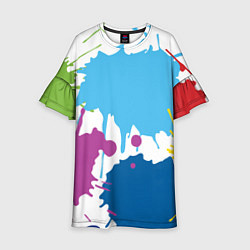 Детское платье Цветные кляксы на белом фоне