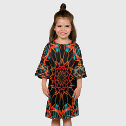 Платье клеш для девочки Фрактальная мандала, цвет: 3D-принт — фото 2