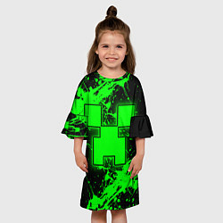 Платье клеш для девочки Minecraft neon green, цвет: 3D-принт — фото 2