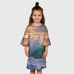 Платье клеш для девочки Штормовая волна, накатывающая на берег, цвет: 3D-принт — фото 2