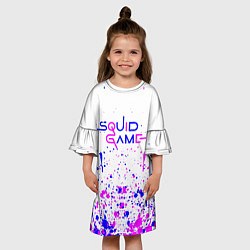 Платье клеш для девочки Игра в кальмара неон брызги, цвет: 3D-принт — фото 2