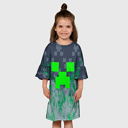Платье клеш для девочки Minecraft - пламя, цвет: 3D-принт — фото 2