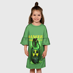 Платье клеш для девочки Мутант - Опасность: высокая радиация!, цвет: 3D-принт — фото 2